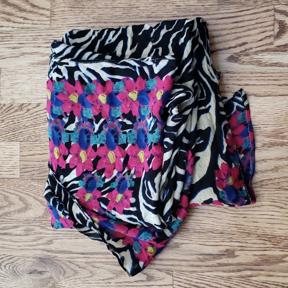 (OS) Floral Unique Patterned Long Scarf Accessories Staple Seasonal Workwear